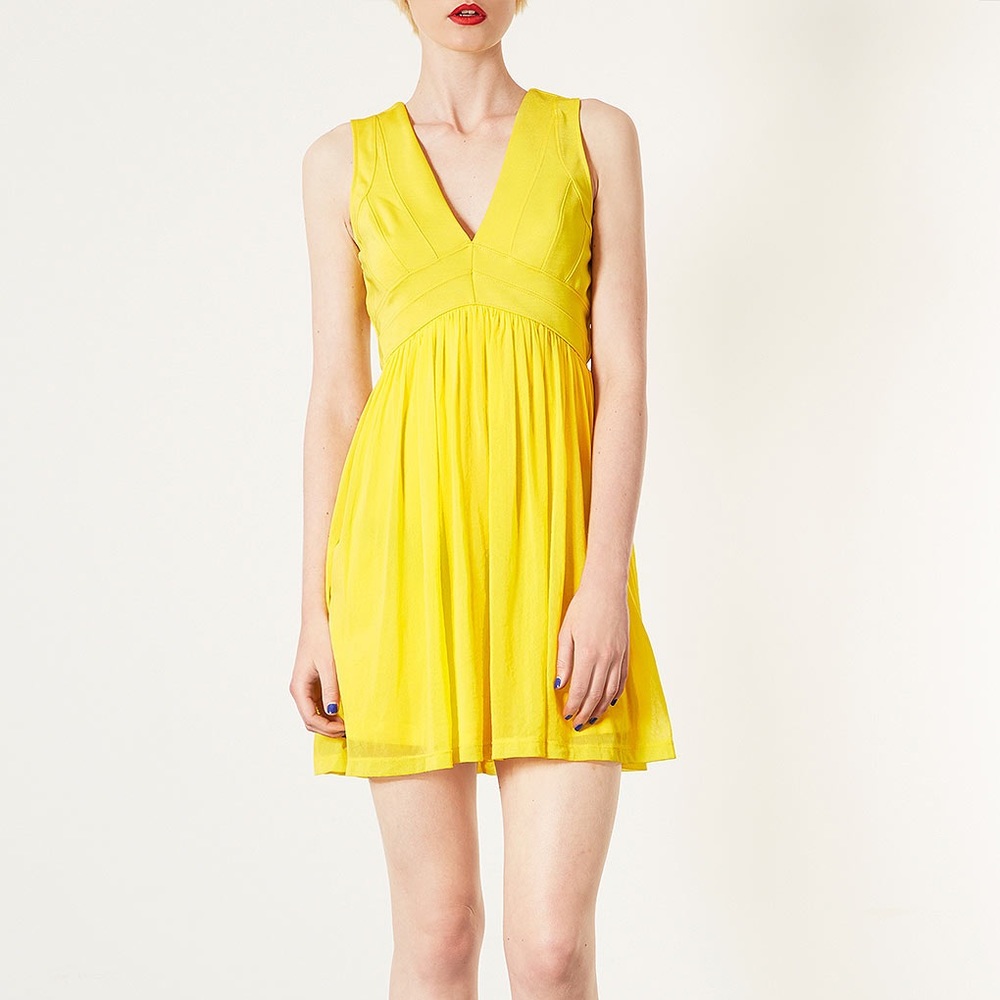 Bright Yellow by Topshop Bandage Skater Dress